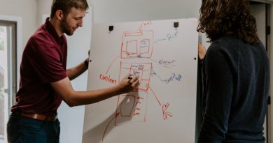 man drawing on dry-erase board